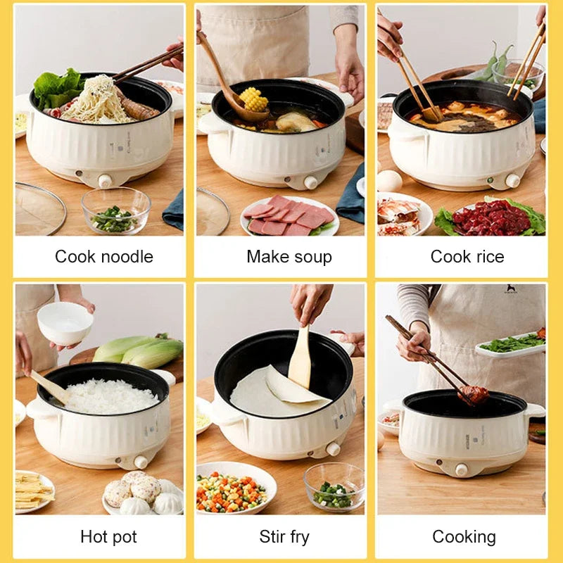 Multi Cooker Multifunctional Electric Pan Non-Stick Cookware Rice Cooker Multi Ramen Soup Hotpot for Dormitory Kitchen 220V EU